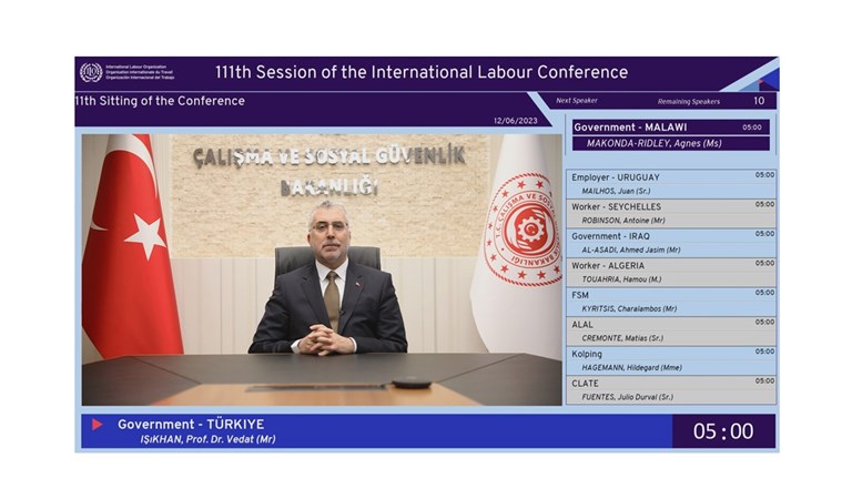 Minister IŞIKHAN sent a video message to ILO’s 111th Annual Conference