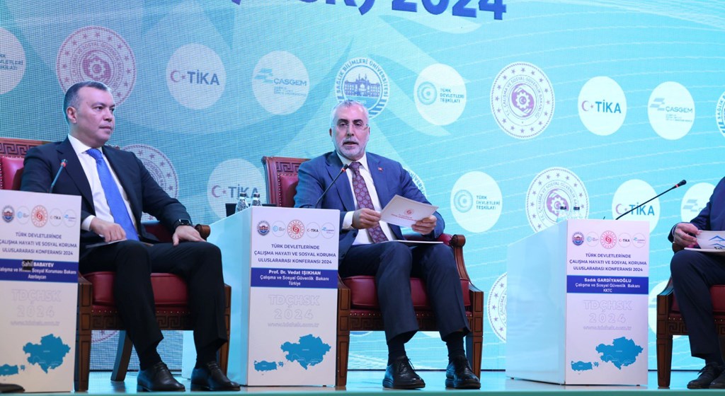 Minister of Labour and Social Security Prof. Dr. Vedat Işıkhan attended the opening ceremony of the ‘International Conference on Labour Life and Social Protection in Turkic States’ organised by the Ministry of Labour and Social Security at the Prof. Dr. Cevdet Erdöl Conference Hall of the University of Health Sciences between 31 October and 1 November.