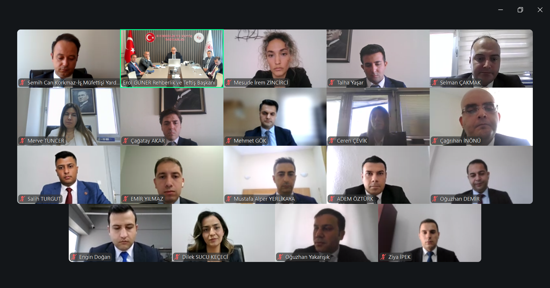 Rehberlik ve Teftiş Başkanlığımızda, teftiş yetkisi verilen 19 iş müfettişi yardımcısı ile 24 Haziran 2026 tarihinde çevrim içi değerlendirme toplantısı gerçekleştirildi.