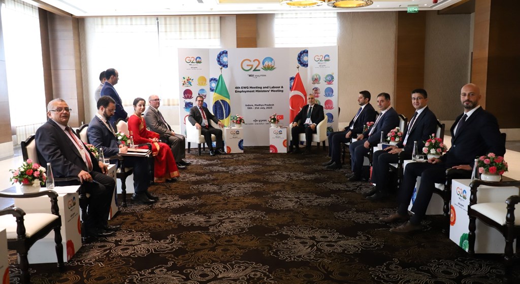 Minister of Labour and Social Security Vedat Işıkhan met with his counterparts from Indonesia, India, Brazil and the Netherlands in India, where G20 Labour and Employment Ministers’ Meeting was held.
