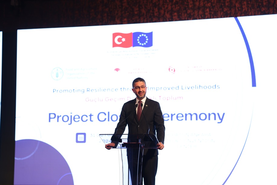 The closing meeting of the “Promoting Resilience through Improved Livelihoods Project” implemented in cooperation with the Ministry of Agriculture and Forestry, our Ministry and the Food and Agriculture Organization of the United Nations (FAO) was organized in Ankara on October 31, 2024.
