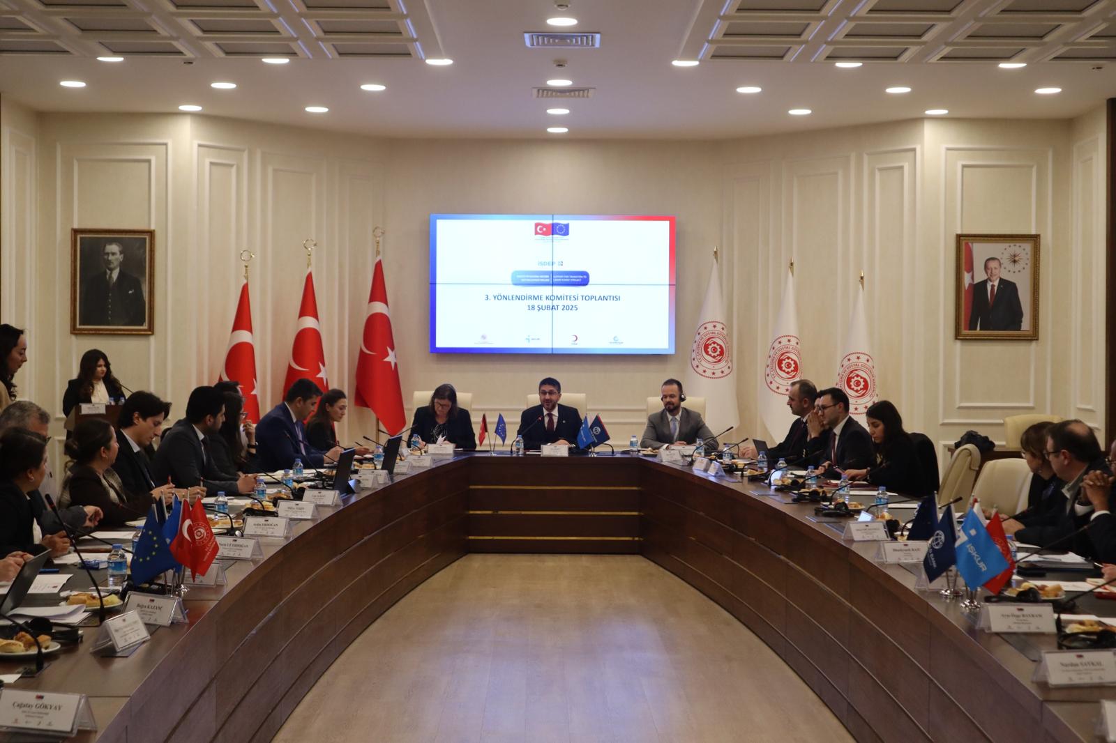  The 3rd Steering Committee Meeting of the Support for Transition to Labor Market Project (İSDEP-2), coordinated by Directorate General of International Labour Force and funded by the European Union, was held on February 18, 2025, at our Ministry's headquarters. 