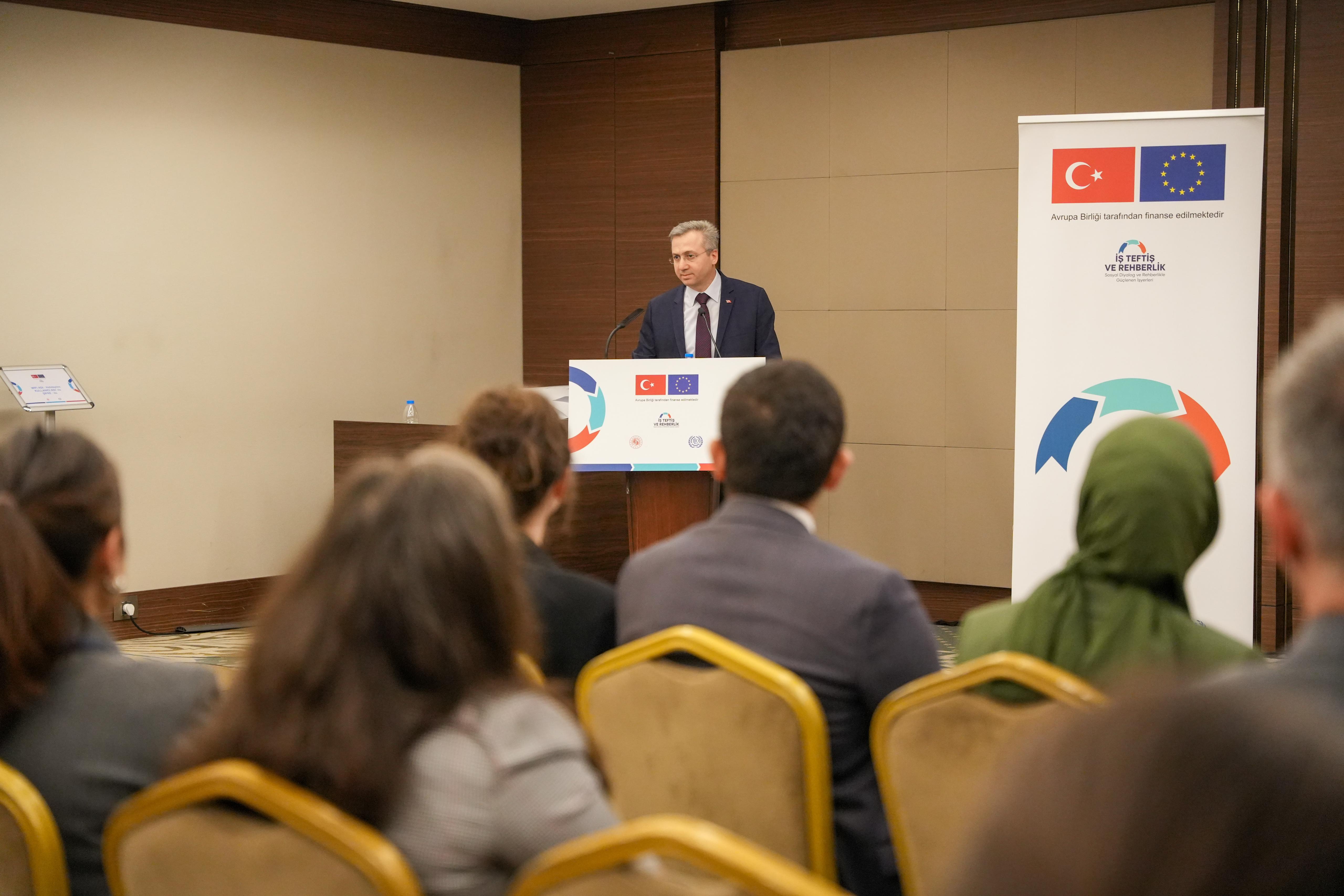 Avrupa Birliği Katılım Öncesi Mali Yardım Aracı (IPA-III) kapsamında finanse edilen ve Uluslararası Çalışma Örgütü (ILO) iş birliğiyle yürütülen İş Teftiş Rehberlik ve Sosyal Diyalog Yoluyla İşyeri Uyumunun Güçlendirilmesi Projesi kapsamında, Stratejik İletişim Eğitim Programı 11-12 Şubat 2025 tarihlerinde Ankara’da gerçekleştirildi.