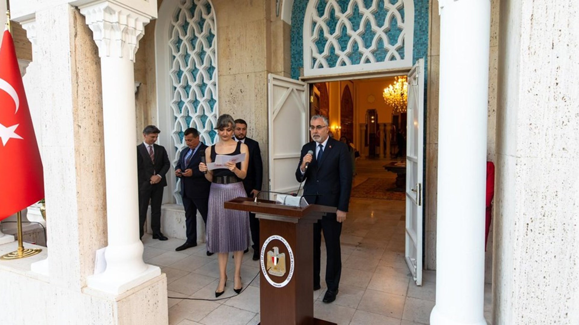 Vedat Işıkhan, the Minister of Labor and Social Security, attended the reception organized by the Egyptian Embassy on the occasion of the 71st anniversary of the establishment of the Republic of Egypt.