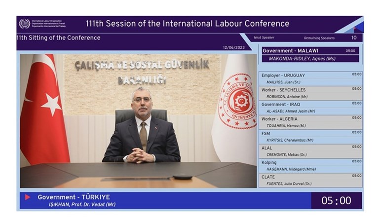 Bakan Işıkhan, ILO’nun 111. Konferansına Video Mesaj Gönderdi
